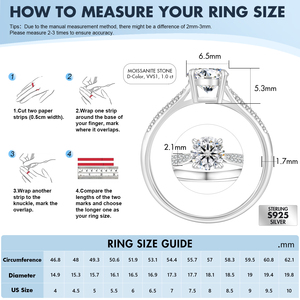 Anillo de Compromiso Clásico con Moissanita Redonda de 1.0ct, Plata S925, Piedras Laterales con Engaste de Garras, Joyería para Mujer - Product Image 3