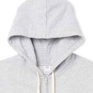 Sweat-shirt unisexe gris à capuche zippé, coupe oversize, couleur unie, molleton décontracté 100 % coton, logo vintage sur le devant, idéal pour l'automne - Product Image 2