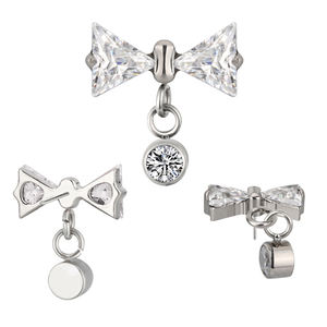 Strik Oorbellen G23 Titanium Sieraden Cnc Set Cz Vlinderdas Met Cz Bengelen 16G Intern Schroefdraad Helix Oorbel <span class=keywords><strong>Labret</strong></span> - Product Image 2
