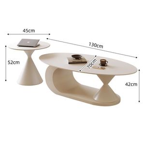 Juego de Dos Mesas de Centro Ovaladas de Mármol, Estilo Minimalista Italiano, Muebles para Sala de Estar - Product Image 3