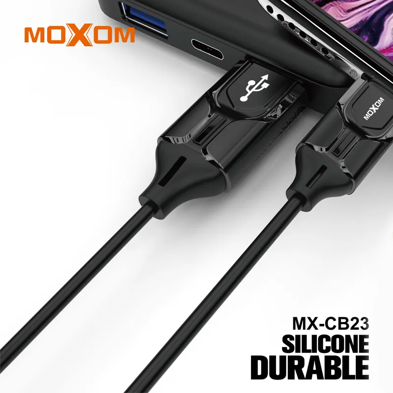 새로운 MOXOM 항목 2.4A 100cm 마이크로 USB 케이블 벌크 안드로이드 깨지지 않는 충전 데이터 케이블