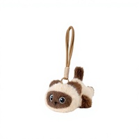 Porte-clés en peluche chat siamois brodé, jouet anti-stress mignon et kawaii, cadeau d'anniversaire, jouets en peluche personnalisés