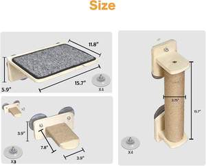 Ensemble de perchoir <span class=keywords><strong>pour</strong></span> chat à fenêtre 3-<span class=keywords><strong>en</strong></span>-1 : lit <span class=keywords><strong>en</strong></span> tapis, marchepied, griffoir, hamac, ventouse, cadre <span class=keywords><strong>en</strong></span> bois de bouleau, durable, grande <span class=keywords><strong>hauteur</strong></span> réglable - Product Image 6
