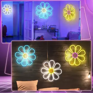 결혼식 생일 파티 침실 거실 공공 장소 장식을위한 장식 국화 LED 맞춤형 네온 UV 디자인