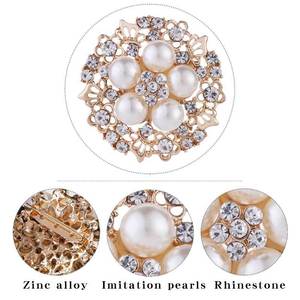 Bán Buôn Tùy Chỉnh Phụ Nữ Thanh Lịch Vàng Wedding Bridal Phụ Kiện Pha Lê Ngọc Trai Flower Shape Trâm Cài Pins - Product Image 3