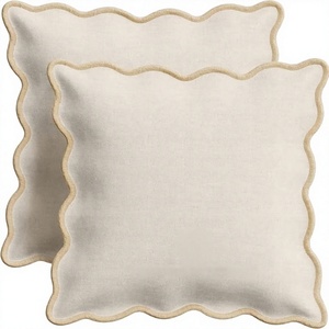 <b>INDIAN</b> TEXTILES H/L Solid Wave Shape <b>Throw</b> Pillow Cover Minimalist Style Removable Washable Textile Decorative Cushion - Product Image 1