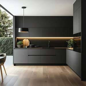 Gabinetes de Cocina Personalizados de Primera Calidad, Armarios de Madera Maciza con Acabado de Lujo, Fregadero de Granito y Acero Inoxidable Moderno, Solución Completa para el Hogar - Product Image 4