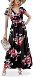 Robe d'été décontractée à imprimé tortue hawaïenne tropicale en bambou, col en V, enveloppe, manches courtes, poche - Product Image 3