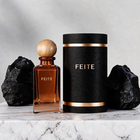 Flacon de parfum coloré personnalisé, nouveau design, 80 ml, flacon en verre à sertir avec boîte et bouchon en bois