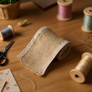 ILAN Nastro di Lino 10 Cm X 2 M con Bordo in Pizzo per Artigianato e Decorazione - Product Image 1