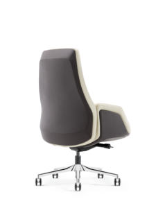 Chaise de bureau visiteur de luxe ergonomique en cuir véritable à dossier moyen, design moderne, réglable en hauteur, blanche, pour la maison et le bureau - Product Image 3