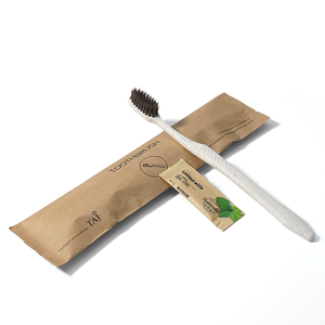 Kit di Cortesia per Hotel <span class=keywords><strong>Eco</strong></span>-Friendly con Borsa in Carta Kraft FSC, Ciabatte Naturali da Spa, Spazzolino in Fibra di Grano - Product Image 2