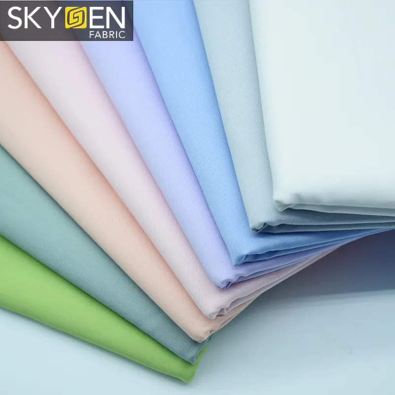 Skygen ซูเปอร์วิจิตรสีทึบสิ่งทอลายทแยงผ้าฝ้าย100% ม้วนอินโดนีเซียผ้าฝ้ายสีขาวผ้า Voile