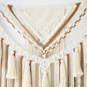 Décoration murale en macramé moderne marron, art mural en fil fait à la main pour le salon, la chambre à coucher, la maison, tissu 100% coton, suspension murale - Product Image 4