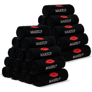 YSD Makeup Remover Towels Black Towels Wash Cloths for Your Face Makeup Remover Cleansing Towel with Makeup Embroidery Reusable