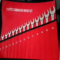 Kit de clés à fourche doubles rouges 10 pièces pour mécanicien automobile, portable, avec sac de rangement en toile