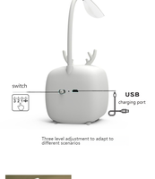 Lampe de bureau LED USB rechargeable à lumière blanche chaude pour la protection des yeux des étudiants, avec contrôle tactile, intensité réglable, design portable de dessin animé, pour chambre d'enfant