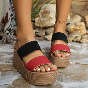 Sandales compensées à plateforme et semelle épaisse pour femme, style européen et américain, grande taille, bout rond, collection été 2025, modèle 9810 - Product Image 2