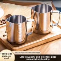 Pichet à lait en acier inoxydable écologique exclusif transfrontalier pour latte art, ustensile de mousseur à café avec bec verseur 350ml 600ml