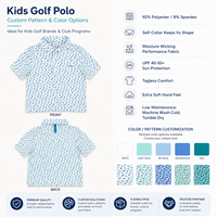 Kledingfabrikant voor kinder golf poloshirts, lichtgewicht stretchstof, groothandel, fabriek, leverancier