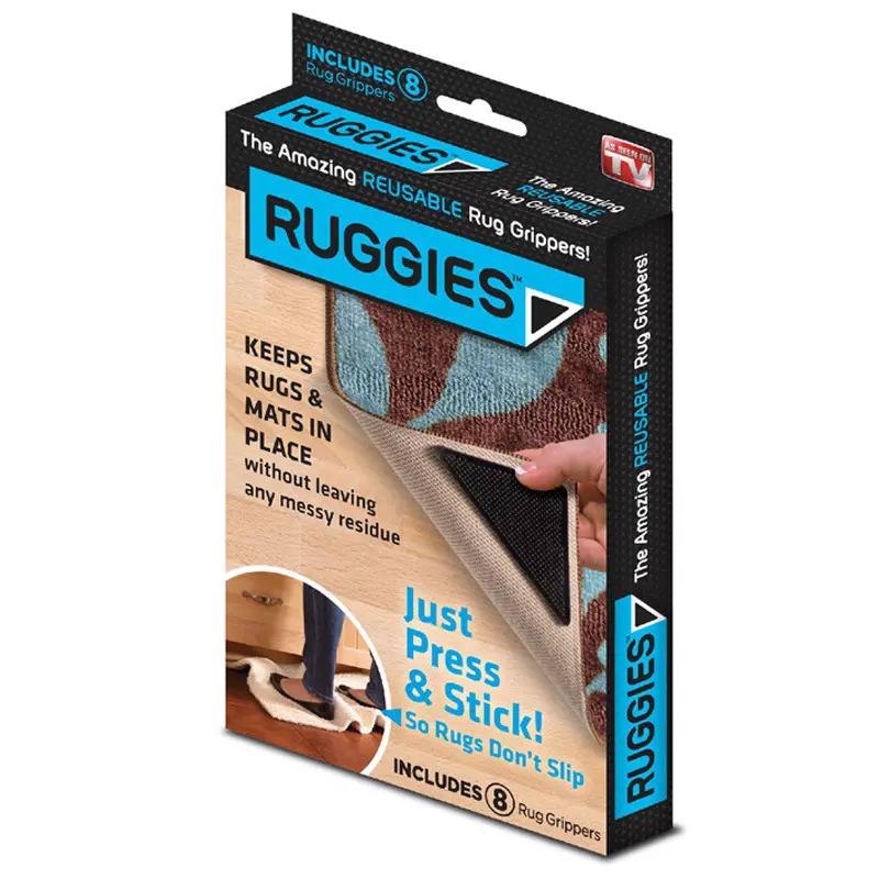 4Pcs/lot Reusable Anti-skid Rubber Mat Non Slip Patch Mat Washable Rug Gripper Stopper Tape Sticker Black Corners Pad