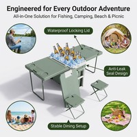 Table et chaise pliantes multifonctionnelles de camping en plein air de 32 litres, glacière isotherme, glacière de pique-nique pour voiture, PP de qualité alimentaire