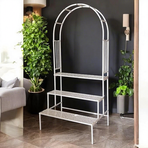Support à fleurs moderne en métal avec design arqué pour plantes d'intérieur, étagère blanche thermolaquée - Product Image 3
