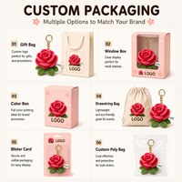 Porte-clés en peluche personnalisé, rose rouge en peluche, porte-clés doux en forme de rose pour sac à dos, cadeau de la Saint-Valentin, vente en gros