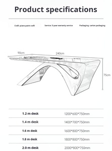 Scrivania e Sedia da Ufficio Presidenziale Nuove e Moderne Verniciate di Bianco, Mobili per Ufficio di Design di Fascia Alta - Product Image 6