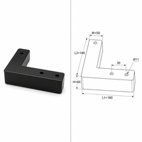 Pieds de meubles en plastique noir en forme de L, pieds d'angle à 90 degrés avec trous de fixation pour canapé, chaise, table
