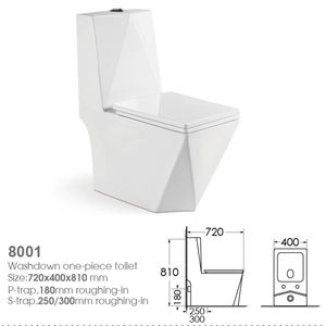 Inodoro <span class=keywords><strong>de</strong></span> Cerámica <span class=keywords><strong>de</strong></span> Una Pieza con Doble Descarga, Diseño <span class=keywords><strong>de</strong></span> Diamante, Taza Alargada para Baño, Drenaje en Forma <span class=keywords><strong>de</strong></span> P y S - Product Image 6