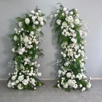 Arche de mariage décorative personnalisable rose et marron, style rétro, avec arrangement floral en corne, fleurs artificielles en soie pour la décoration d'événements