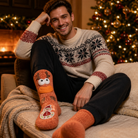 Chaussettes de Noël en peluche douces et chaudes pour hommes avec logo personnalisé en forme de renne 3D, cadeaux de fête