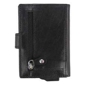 Genuine Leather Card Holder <b>Men</b> Short <b>Wallet</b> Aluminum <b>RFID</b> Blocking Multi-Card Position Buckle Closure Minimalist Style - Product Image 5