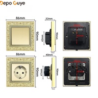 Interruptor de Pared Decorativo Retro de Aleación de Zinc de Lujo Depoguye, 4 Tomas de Corriente, Puertos USB C, Estándar Europeo para Proyectos de Hoteles/Villas
