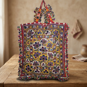 Bolso de Mano Pequeño Estilo Banjara, Bolso Tipo Tote Gitano Banjara, Bolso de Mano Tribal Banjara - Product Image 4