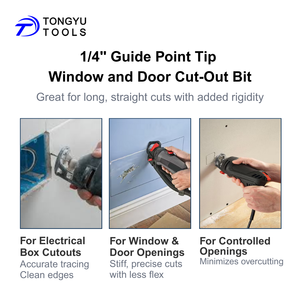 1/4&quot; Drywall Cut-Out Bit Guide <strong>Point</strong> Piloted Tip, Downcut Spiral HSS <strong>Router</strong> Bit for Cutting Window and Door Openings in Drywall - Product Image 3