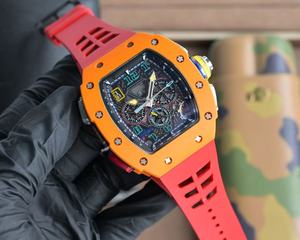 <b>Waterproof</b> Automatic Movement Carbon Fiber Orange <b>Watch</b> - Product Image 2