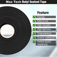 Sellador de Butilo Monocomponente Maxtech Negro/Gris para Parabrisas de Automóviles, Autocaravanas, Camiones, Embarcaciones, Ventanas y Puertas