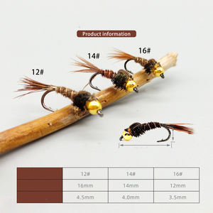 Appât de nymphe de queue de poulet sauvage à tête de cuivre avec hameçon barbelé Type d'appât leurre pêche à la <span class=keywords><strong>mouche</strong></span> crochet poilu - Product Image 2