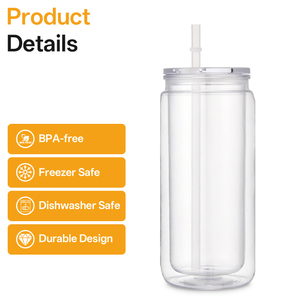 16 oz Plastik-Schneekugelbecher mit Doppelwand, vorgebohrte klare Einmachgläser, DIY-Schneekugel-Tumbler mit Deckeln und Strohhalmen - Product Image 5