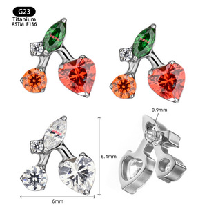 <b>Titanium</b> <b>Stud</b> Earrings Heart Shape G23 Alloy Claw Setting Jewelry Accessories 6mm For Women - Product Image 1