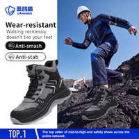 Botas de Seguridad LAOUDUN de Corte Alto con Puntera de Acero, Resistentes a Pinchazos, Forro Transpirable y Suela de Goma para Hombre, para Obras de Construcción