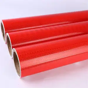 Reflective Red Color 1.24M*50M Printable Micro Prismatic Vinyl Sticker Tape Honeycomb Reflective PVC Sheeting Film Roll
