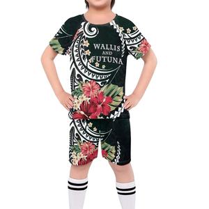 Kinder Fußball Trikot Sporta nzug Kleidung Polynesian Tribal Print T-Shirt 2 Stück Kinder Sets Sommer Training Team Uniform - Product Image 4
