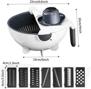 Multifunction Rotate Stainless Steel <b>Vegetable</b> Cutter Drain Basket Onion Chopper Veggie <b>Shredder</b> Grater Portable Slicer Kitchen - Product Image 3