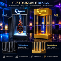 Présentoir de Luxe LiqVis pour Bouteilles, Cadre Personnalisable avec Logo, Rechargeable, Cage Dorée et Noire, Présentoir VIP en Métal avec LED pour Bar et Fêtes