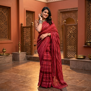 El último diseñador Georgette & Kaju Katri Crochet Work Saree Bollywood Party Wear con estampado digital Vestido elegante - Product Image 3