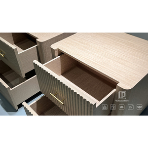 Stylish Luxury Villa Hotel Apartment Furniture Nightstands Bedroom Wooden Brown Square Nightstand Set 2 01 Nightstand Set 2 01 - Product Image 6