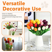 Bouquet de tulipes classiques en gel souple au toucher réel - Fait main, léger, durable, bouquet de fleurs artificielles pour la décoration de la maison et des événements